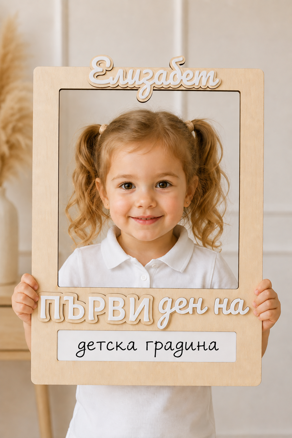 Персонализирана рамка за първи ден в детската градина с име Елизабет